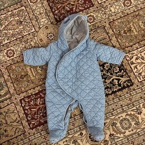 GAP denim Quilted Baby Snowsuit with Hood